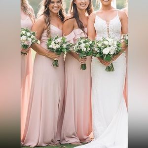Mumu dusty rose ruffle bridesmaids dress